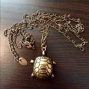 Long Bronze Turtle Necklace